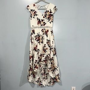 High low floral lace open back dress